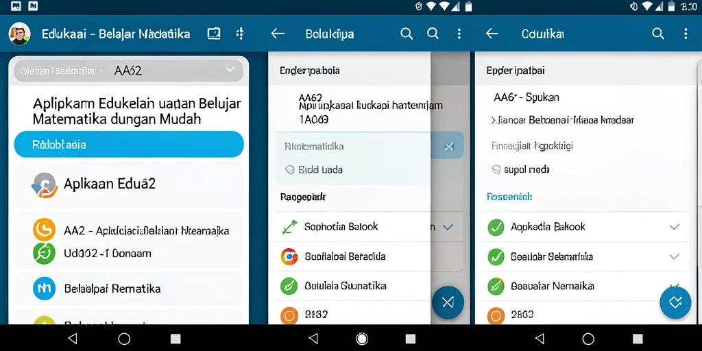Tampilan antarmuka aplikasi AA62 untuk belajar matematika yang interaktif.