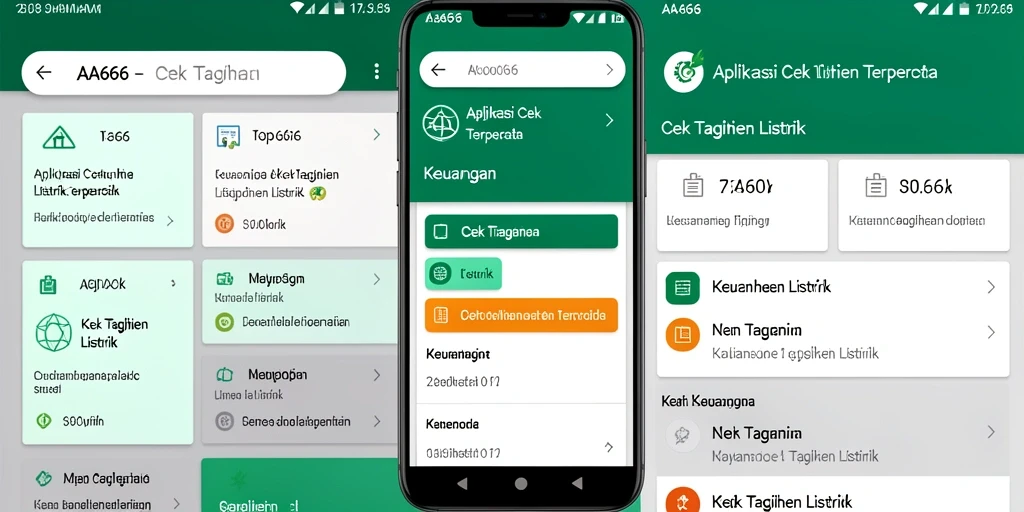 Tampilan antarmuka aplikasi Cek Tagihan Listrik AA666 yang sederhana dan menarik.