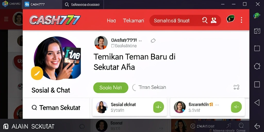 Tampilan antarmuka <strong>CASH777</strong> yang interaktif dan menarik untuk mencari teman baru.