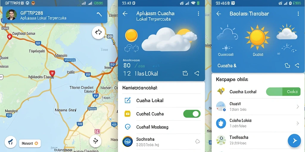 Tampilan antarmuka aplikasi Cuaca Lokal GIFTRP288 yang informatif dan menarik.