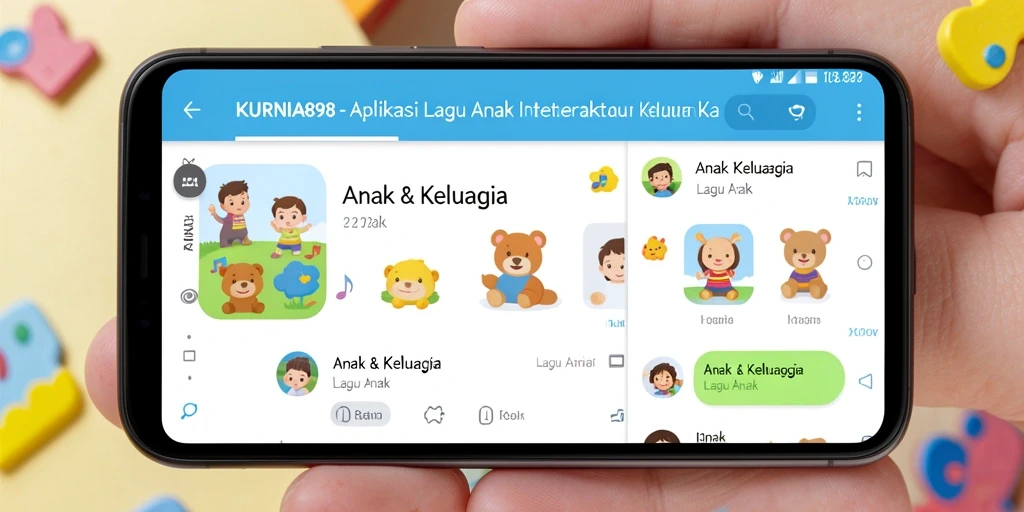 Antarmuka KURNIA898 menarik dengan lagu anak interaktif.