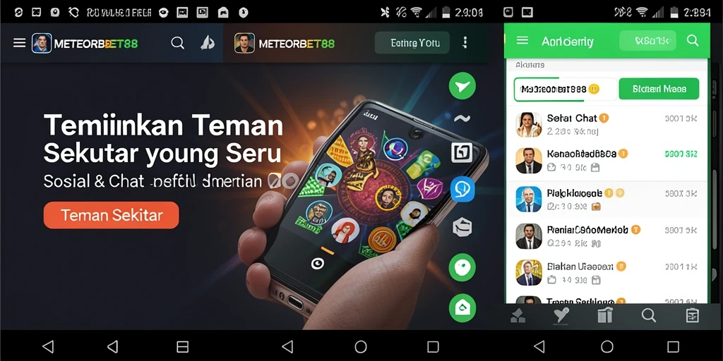 Antarmuka menarik untuk berinteraksi dengan teman baru di sekitar.