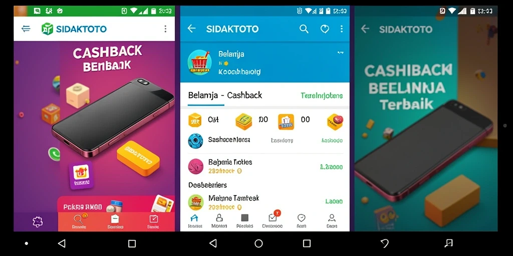 Tampilan antarmuka utama aplikasi SIDAKTOTO dengan fitur Cashback.