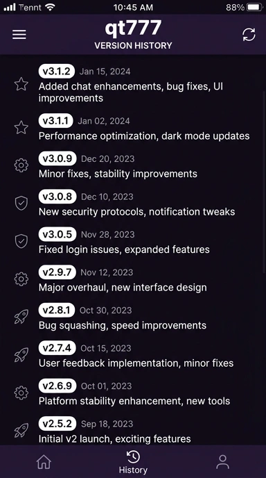 Riwayat Versi Aplikasi qt777 untuk Android